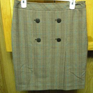 Apostrophe fully lined stretch tan houndstooth pencil skirt / size 6